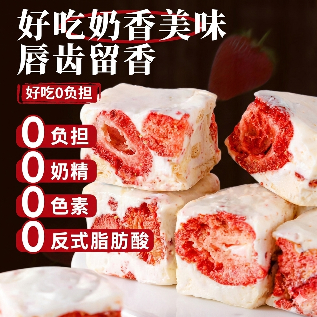 网红零食|草莓羊奶芙雪花酥正宗手工拉丝软棉|12克独立小包